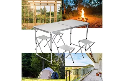 Kempingový skladací set - stôl + 4 stoličky
