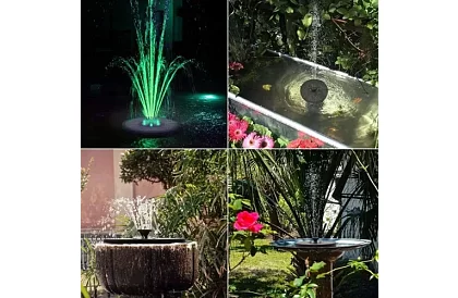 Plávajúca solárna fontána s RGB osvetlením