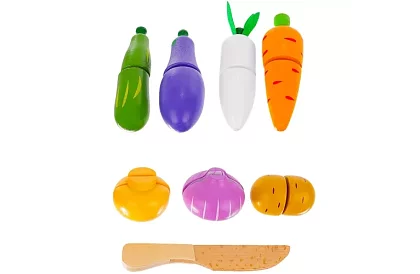 Drevené ovocie a zelenina na krájanie - v debničke