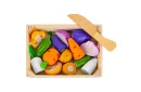 Drevené ovocie a zelenina na krájanie - v debničke