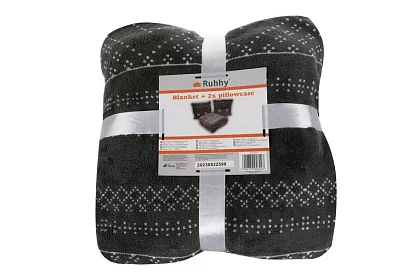 Mäkká teplá deka s obliečkami na vankúše - šedá