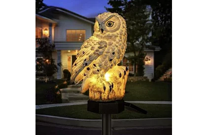 Solárna záhradná lampa – sova