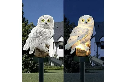 Solárna záhradná lampa – sova