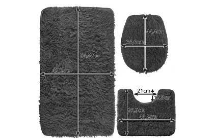 Kúpeľňové predložky – sada 3 kusov - šedá