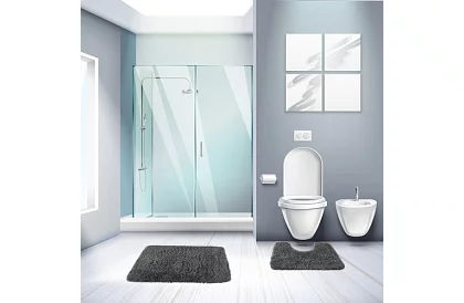 Kúpeľňové predložky – sada 3 kusov - šedá